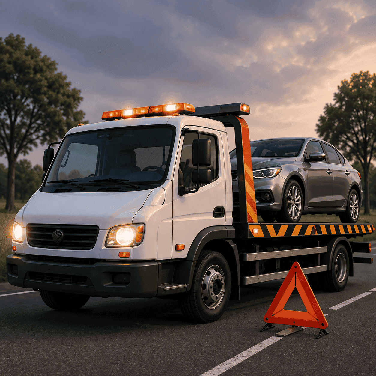 Roadside assistance and towing illustration