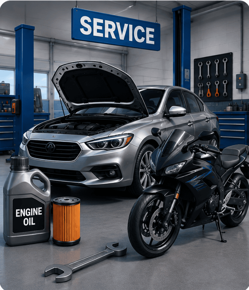 Vehicle maintenance and servicing illustration