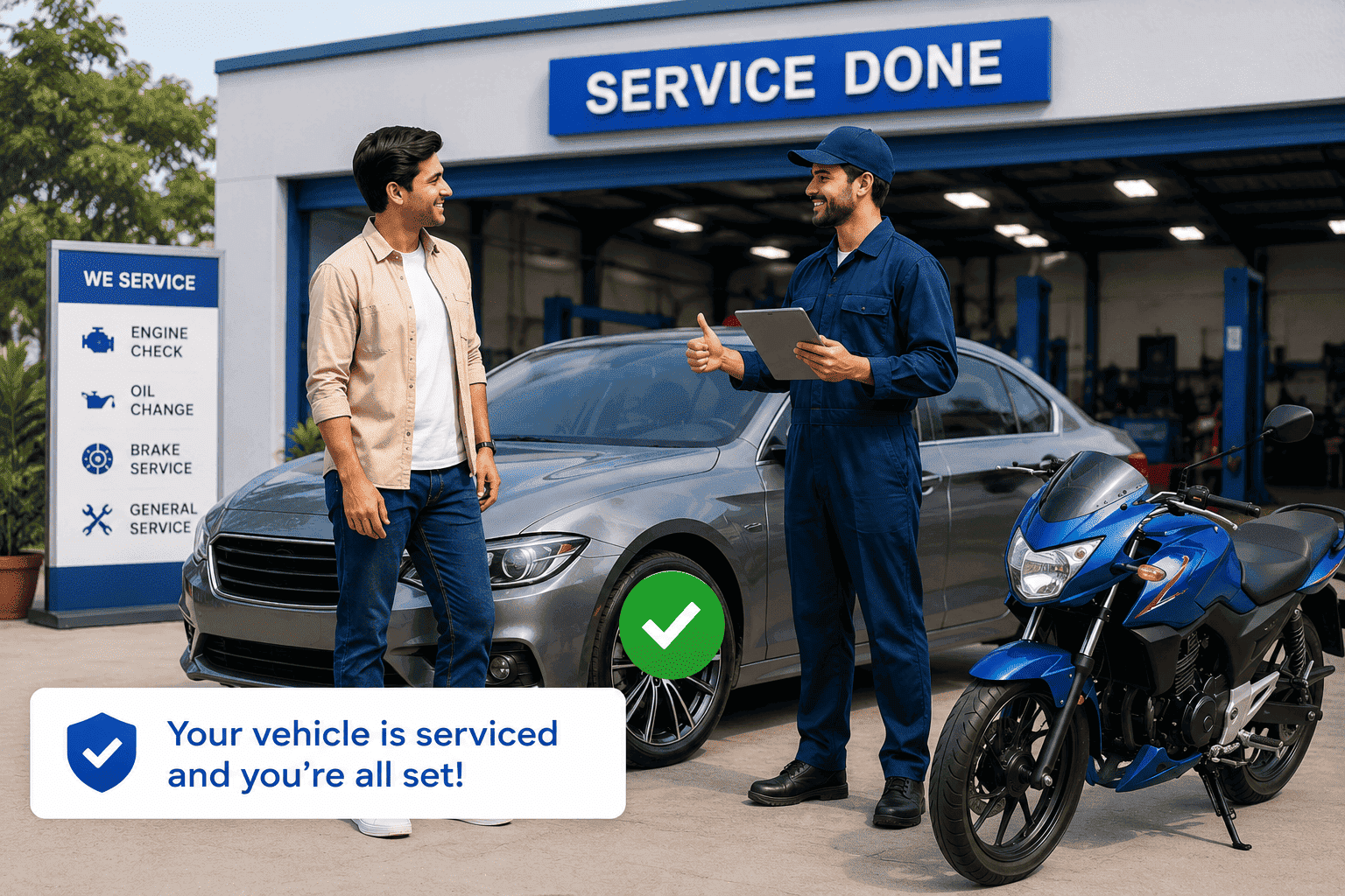 Vehicle ready after help from a verified mechanic